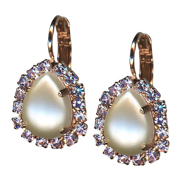 Mariana Earrings Timeless Pearl & Violet Austrian Crystals Romance Joy Of Life Coll.