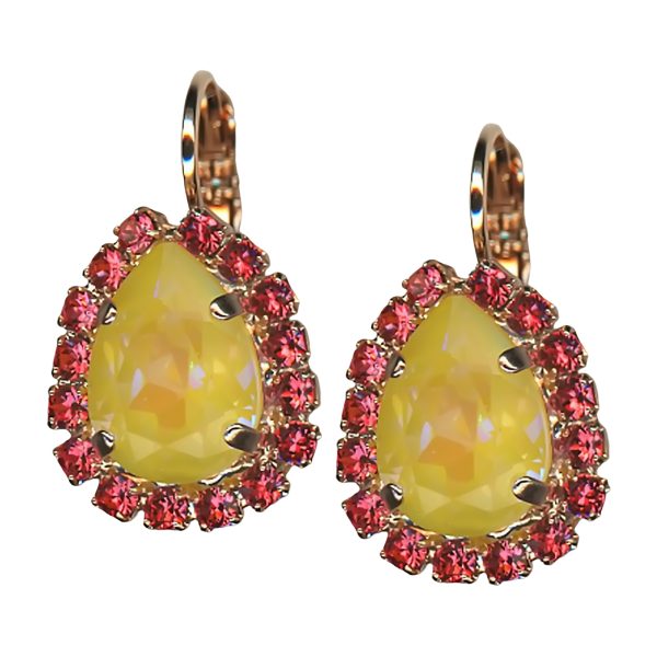 Mariana Earrings Classy Sun Kissed Sunshine & Indian Pink Austrian Crystals My Treasures Coll.