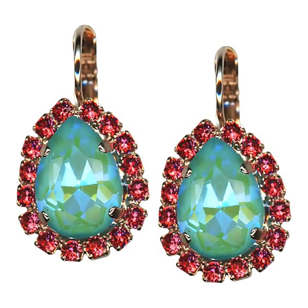 Mariana Earrings Preppy Silky Sage Delite & Indian Pink Austrian Crystals My Treasures Coll.