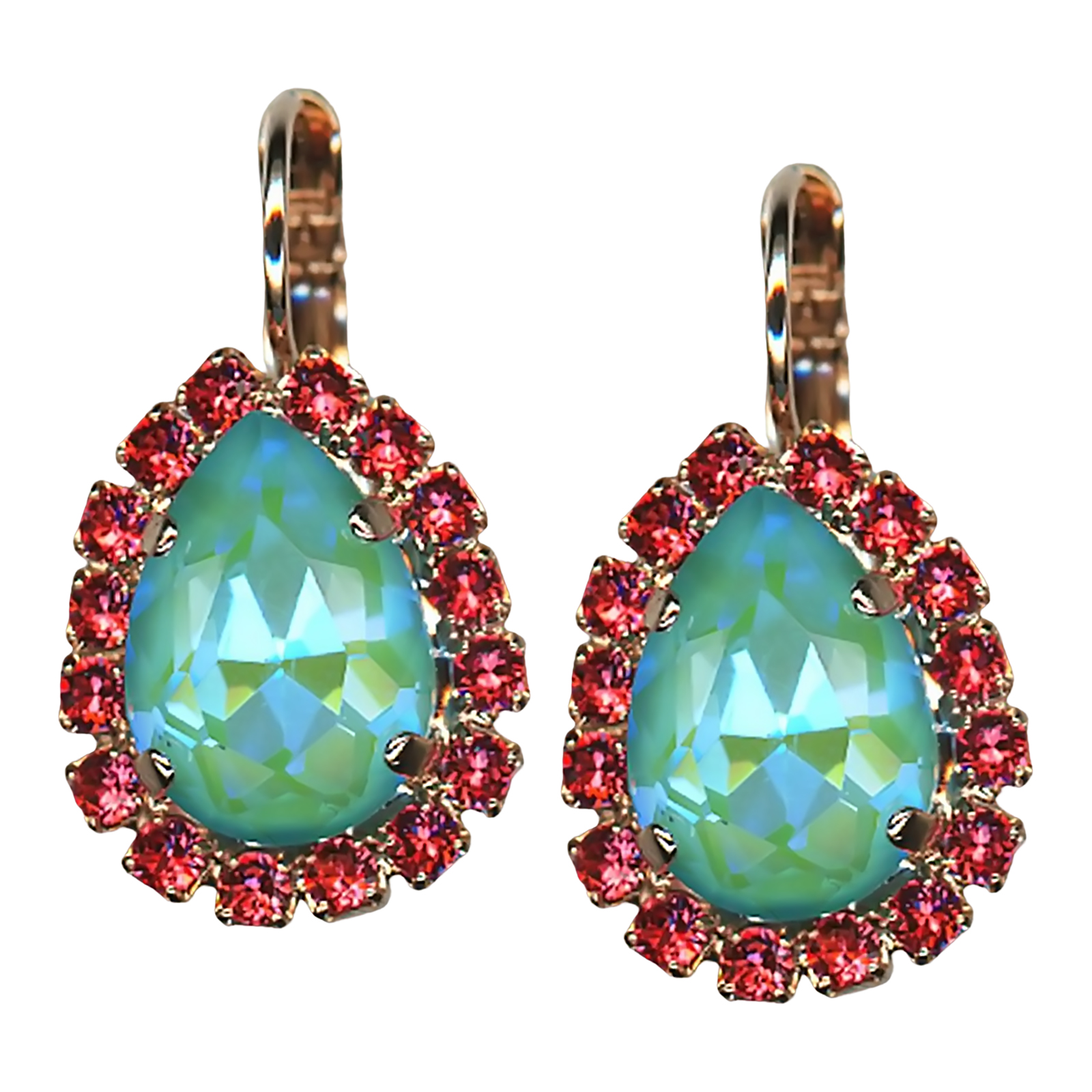E-1032-11-289146-RG6 (1) Mariana Earrings Preppy Silky Sage Delite & Indian Pink Austrian Crystals My Treasures Coll. - Image 1