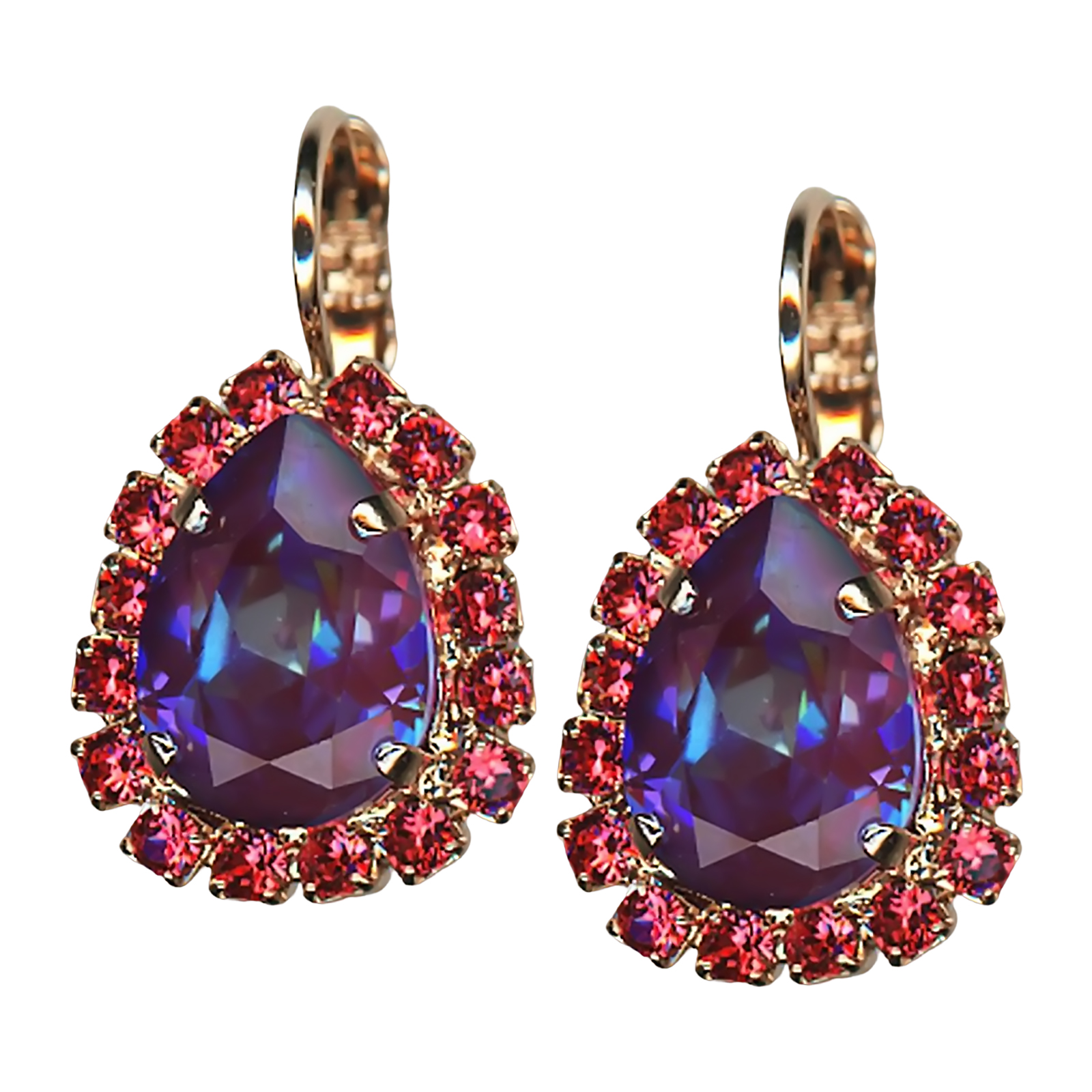 E-1032-11-289149-RG6 (1) Mariana Earrings Elegant Lavender Delite & Indian Pink Austrian Crystals My Treasures Coll. - Image 1