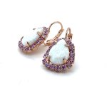 Earrings By Mariana Winter 2019 Coll. Moonstone Mineral & Violet Austrian Crystals - Image 3