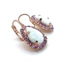 Earrings By Mariana Winter 2019 Coll. Moonstone Mineral & Violet Austrian Crystals - Image 2