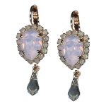 Mariana Earrings Beautiful Rosewater Opal, White Opal, & Clear Austrian Crystals Snowflake Winter Wonderland Coll.