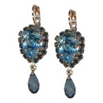 Mariana Earrings Elegant Aqua & Montana Blue Austrian Crystals Frost Winter Wonderland Coll.