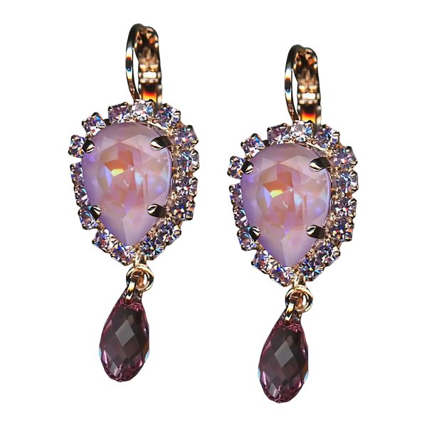 Mariana Earrings Lovely Lavender Delite, Violet, & Rose Austrian Crystals Botanica Coll.