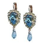 Mariana Earrings Gorgeous Aquamarine & Chrysolite Austrian Crystals Spring Flowers Nature Coll. - Image 3