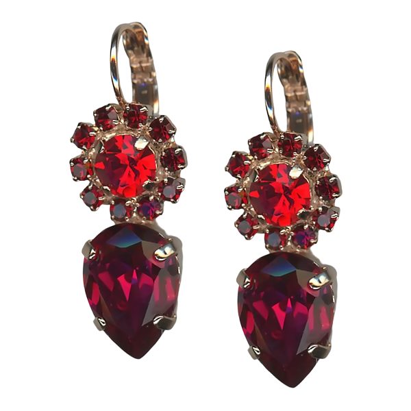 Mariana Earrings Sophisticated Siam & Ruby Austrian Crystals Lady In Red Songbook Coll.