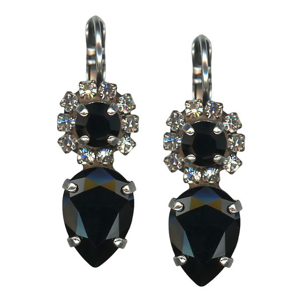 Mariana Earrings Glamorous Jet Black & Clear Austrian Crystals Checkmate Cocktail Hour Coll.