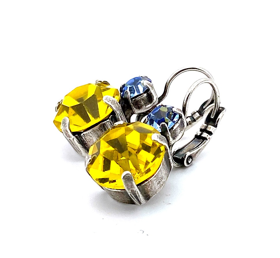 E-1037-211226-SP6 (2) Earrings By Mariana My Treasures Coll. Lt. Sapphire & Citrine Swarovski Crystals - Image 1