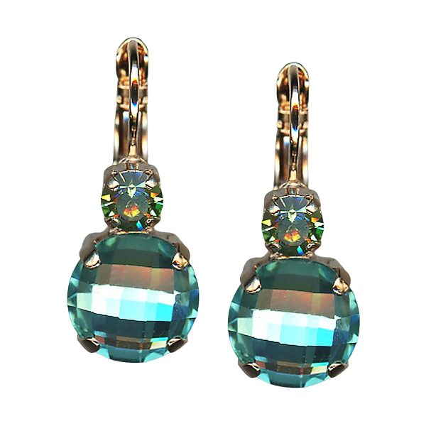 Mariana Earrings Faceted Lt Turq & Chrysolite Austrian Crystals Afternoon in Amsterdam Summer 2022 Coll.