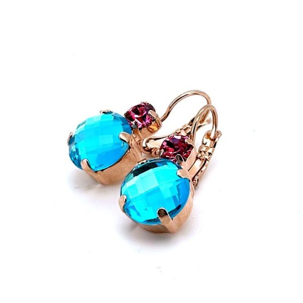 Earrings By Mariana Woman Precious Light Turquoise and Rose Swarovski Crystals