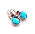Earrings By Mariana Woman Precious Light Turquoise and Rose Swarovski Crystals - Image 2