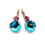 Earrings By Mariana Woman Precious Light Turquoise and Rose Swarovski Crystals - Image 3
