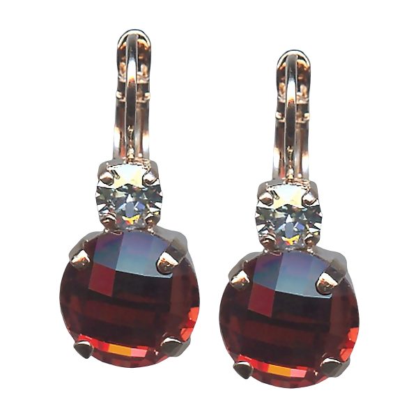 Mariana Earrings Beautiful Lt Burgundy & Clear Austrian Crystals Creme Brulee The Sweet Life Coll.