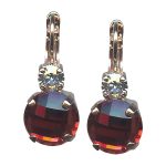 Mariana Earrings Beautiful Lt Burgundy & Clear Austrian Crystals Creme Brulee The Sweet Life Coll. - Image 2