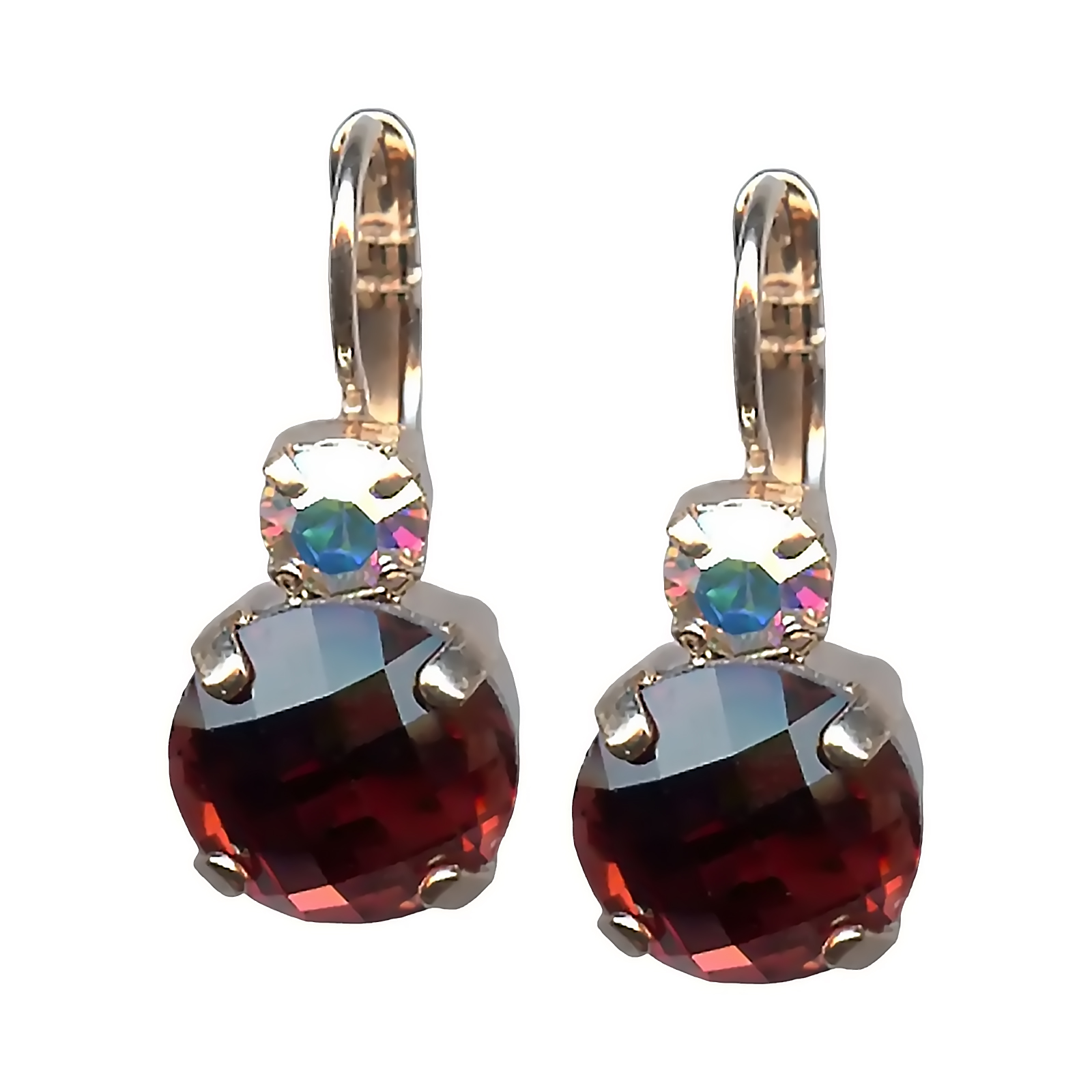 E-1037A-1AB515-YG6 (1) Mariana Earrings Glitzy AB & Burgundy Austrian Crystals My Treasures Coll. - Image 1