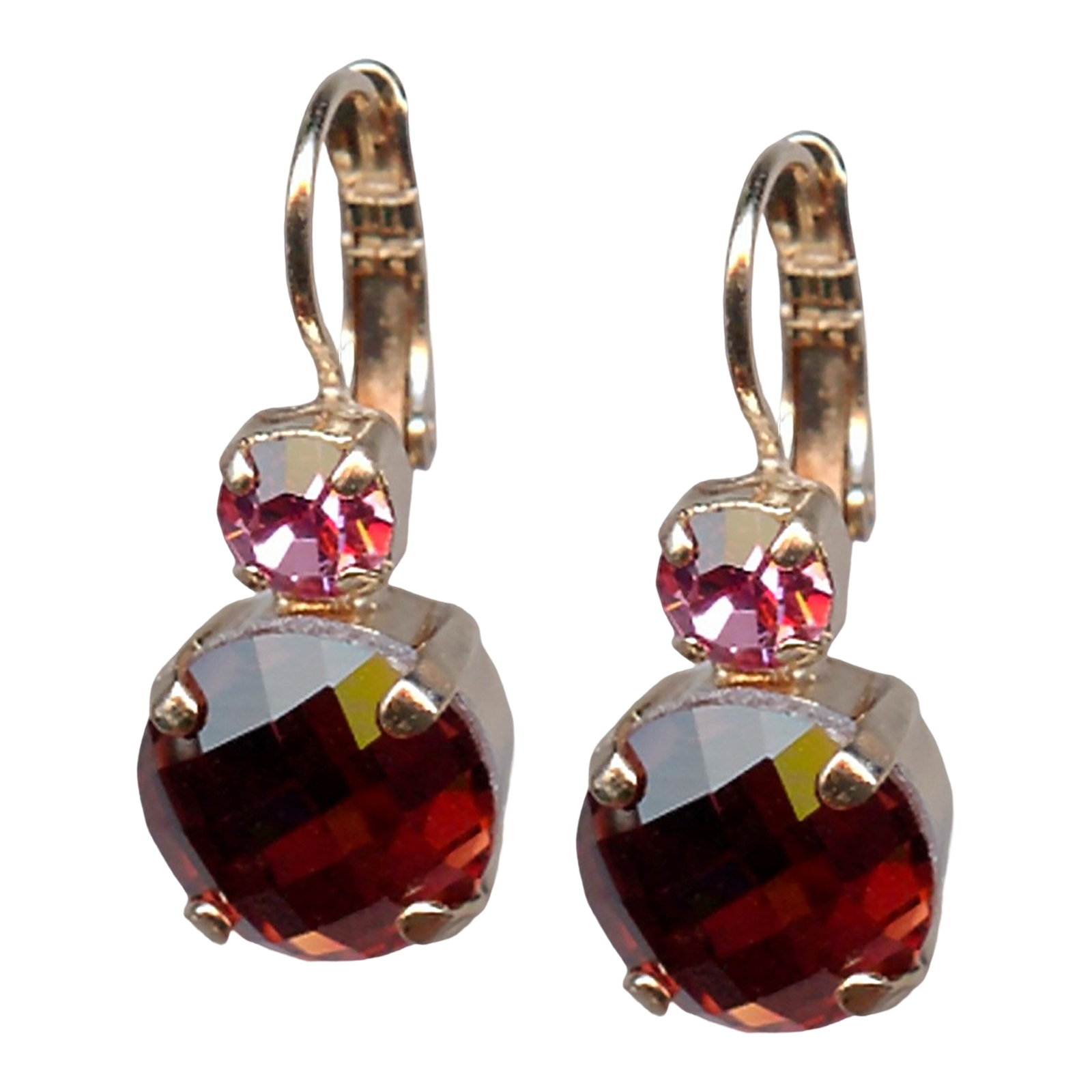 E-1037A-209515-YG6 (1) Mariana Earrings Classy Burgundy & Rose Austrian Crystals My Treasures Coll. - Image 1