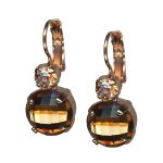 Mariana Earrings Exquisite Lt Smoked Topaz & Lt Peach Austrian Crystals My Treasures Coll. - Image 2