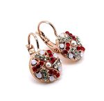 Earrings By Mariana Woman Glamorous Siam, Rose Opal and Pearl Swarovski Crystals - Image 2