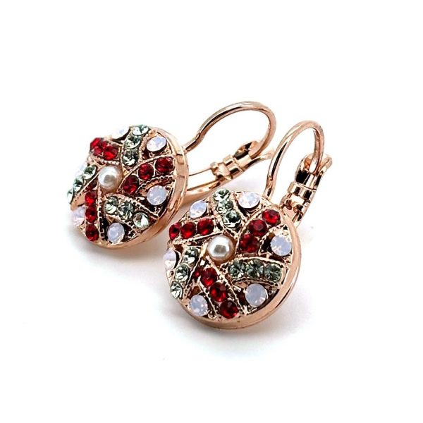 Earrings By Mariana Woman Glamorous Siam, Rose Opal and Pearl Swarovski Crystals