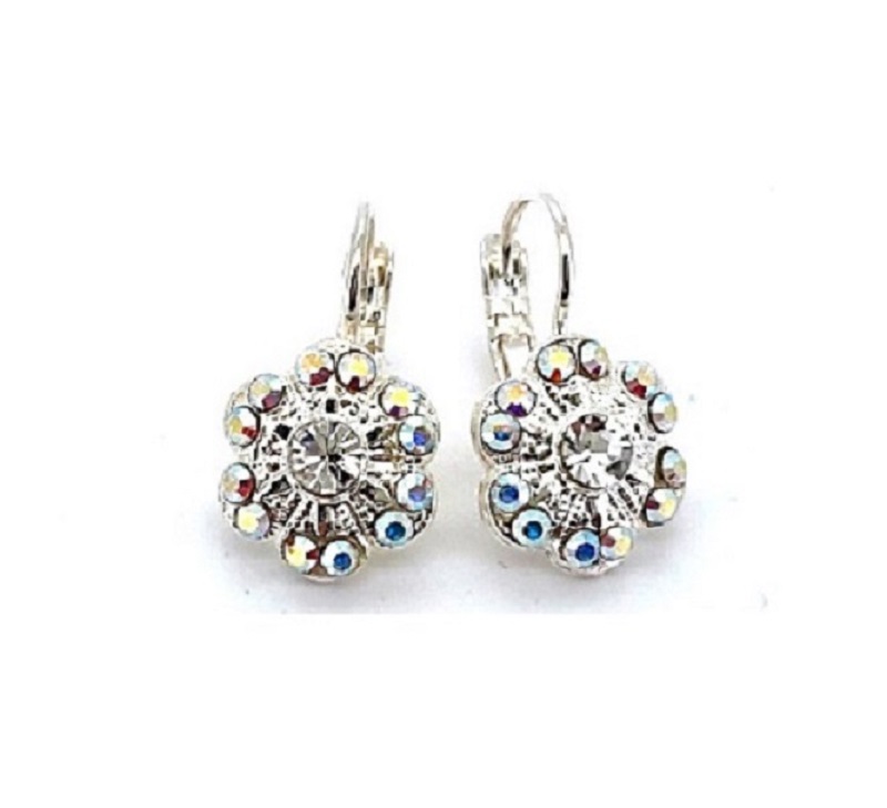 E-1081-001-WS6 (3) Mariana Earrings Adorable Floral AB & Clear Austrian Crystals On A Clear Day Sweet Summer Coll. - Image 1