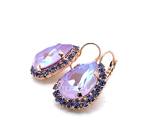 Earrings By Mariana My Treasures Coll. Adorable Tanzanite And Blue Swarovski Crystals