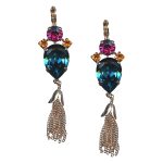 Mariana Earrings Beautiful Pear Montana Blue, Fuchsia, & Orange Austrian Crystals Masai Africa Coll. - Image 2