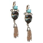 Mariana Earrings Sophisticated Turq Mineral, Black Diamond, & Clear Austrian Crystals Zanzibar Africa Coll. - Image 2
