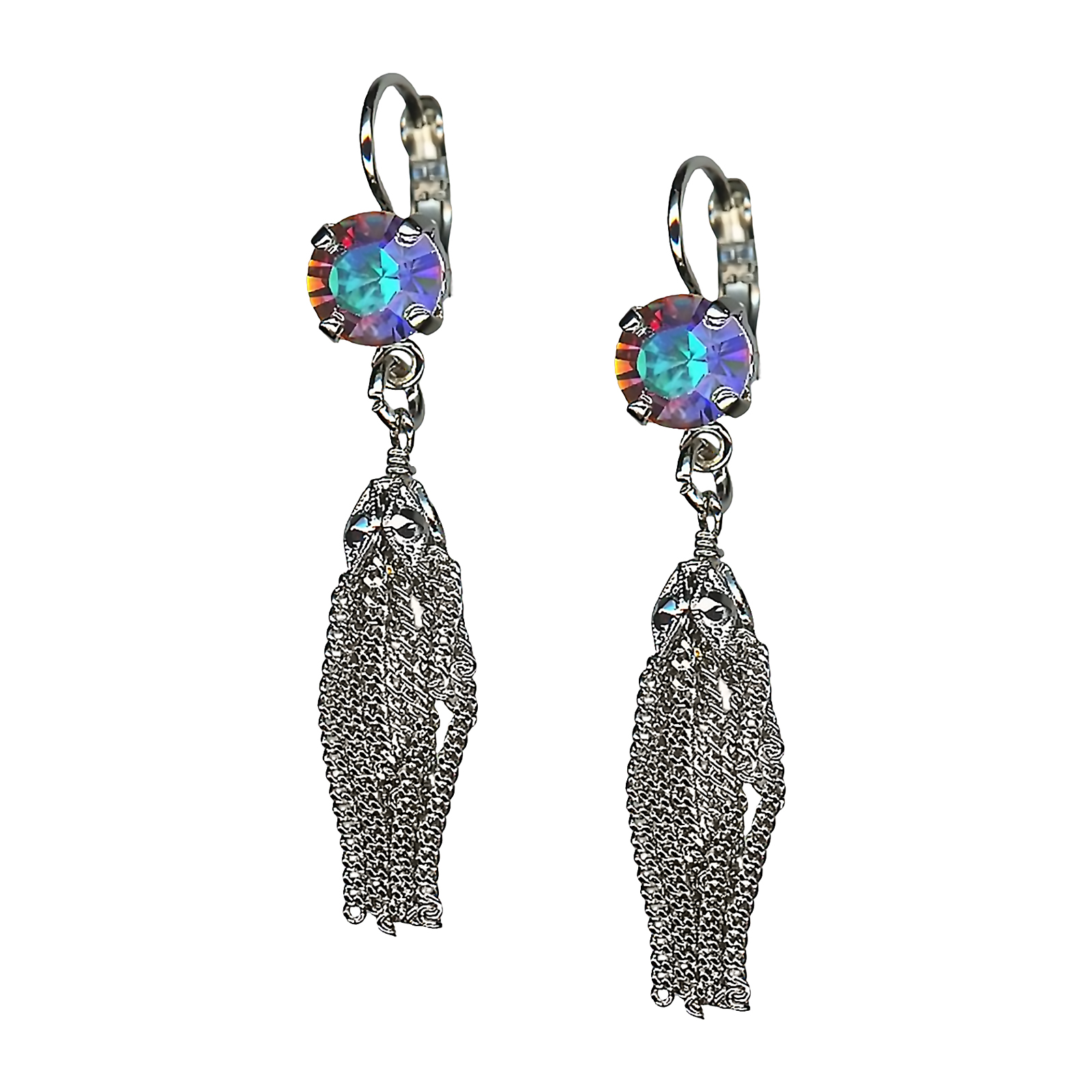 E-1098-7-001AB-RO6 (1) Mariana Earrings Glitzy Tassel Aurora Boreale Austrian Crystals My Treasures Coll. - Image 1