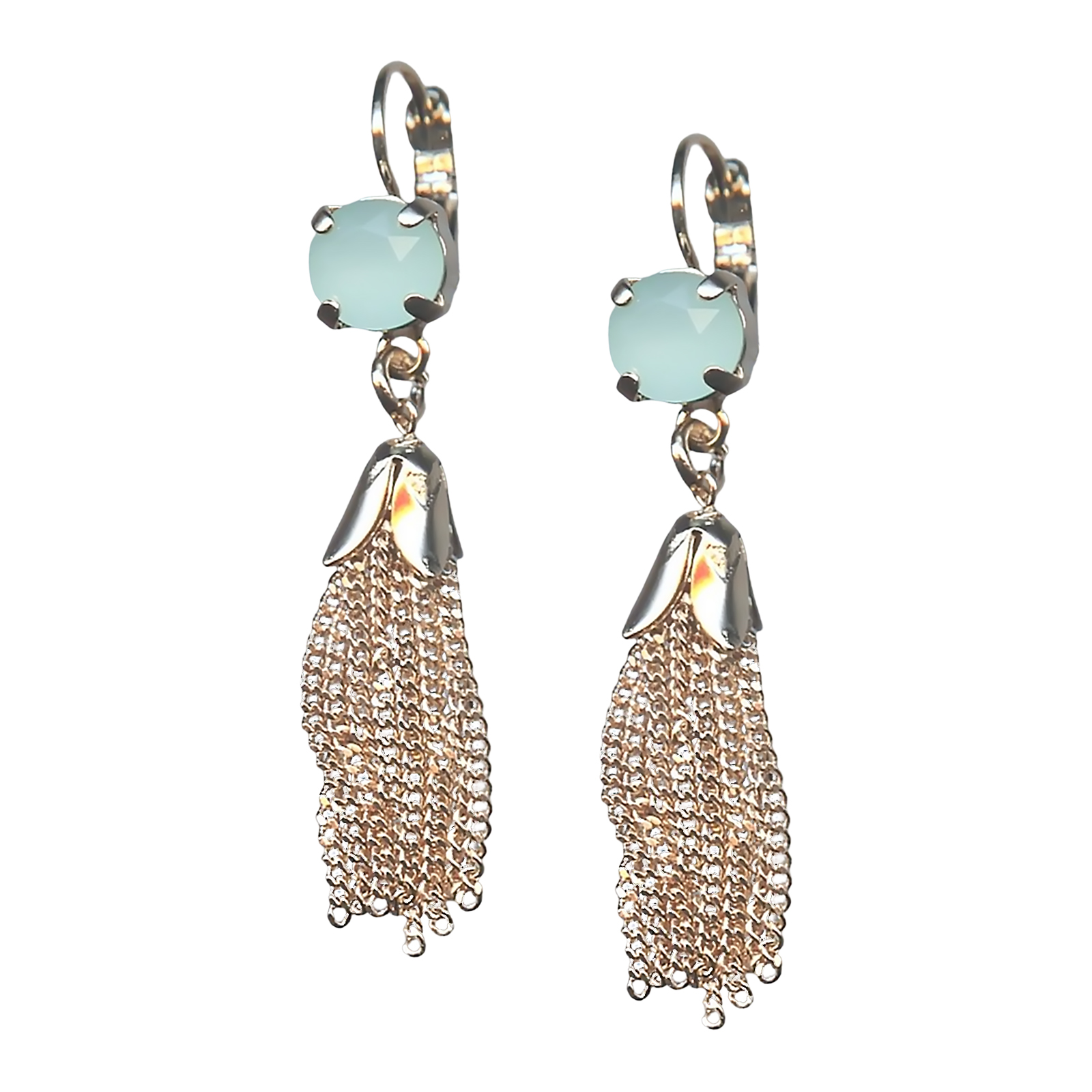 E-1098-7-008-YG6 (1) Earrings By Mariana My Treasures Coll. Adorable Light Green Opal Swarovski Crystals - Image 1