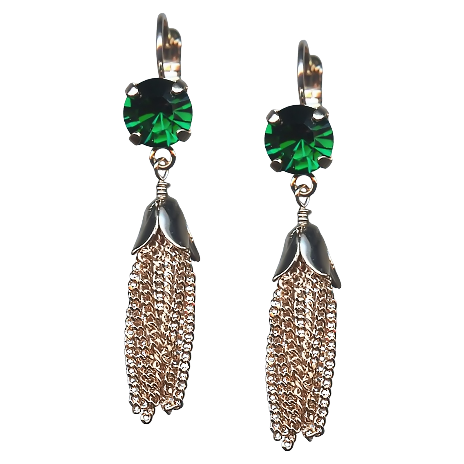 E-1098-7-1089-RG6 (1) Earrings By Mariana Odyssey Coll. Sophisticated Emerald Swarovski Crystals - Image 1