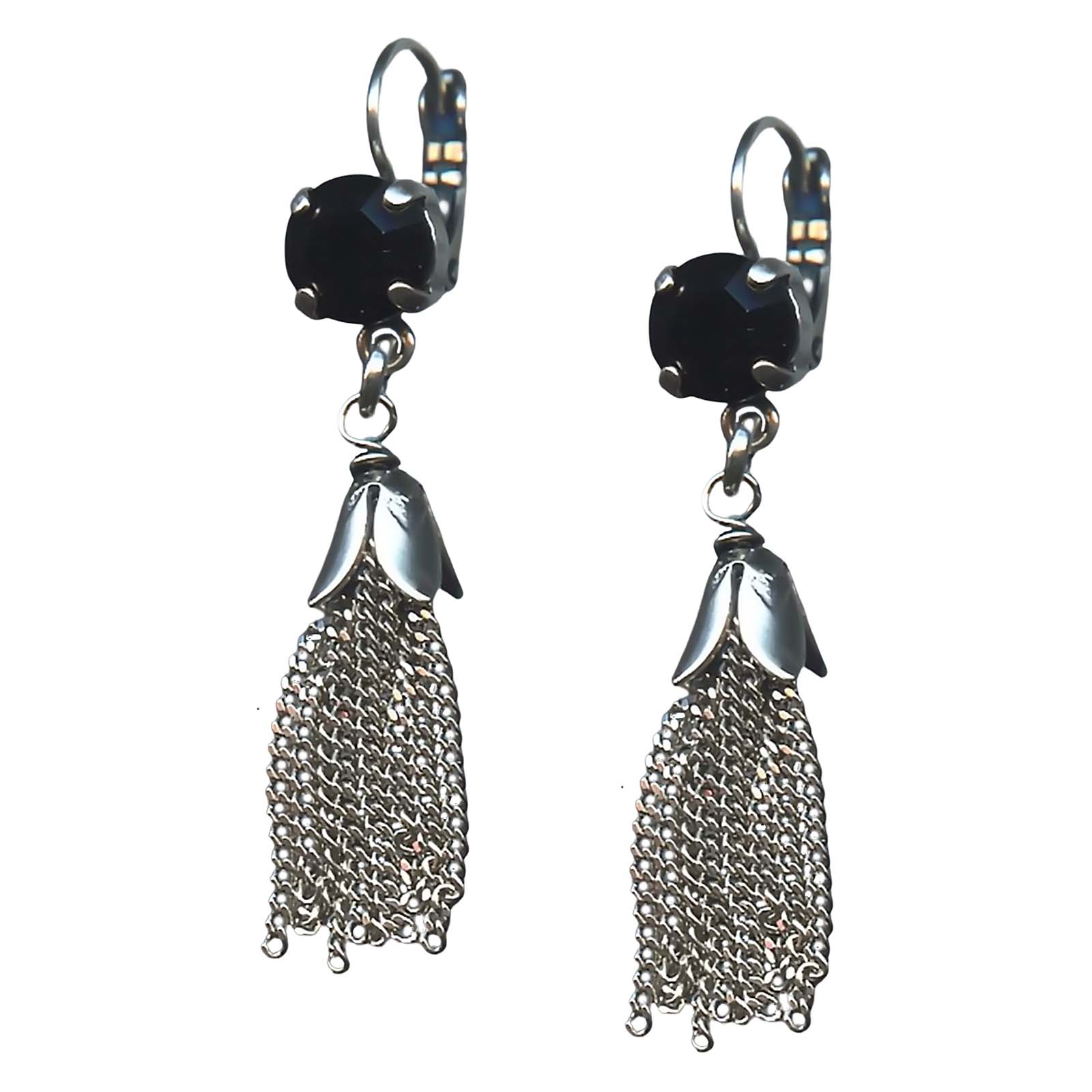E-1098-7-280-SP6 (1) Mariana Earrings Soulful Jet Black Austrian Crystals My Treasures Coll. - Image 1