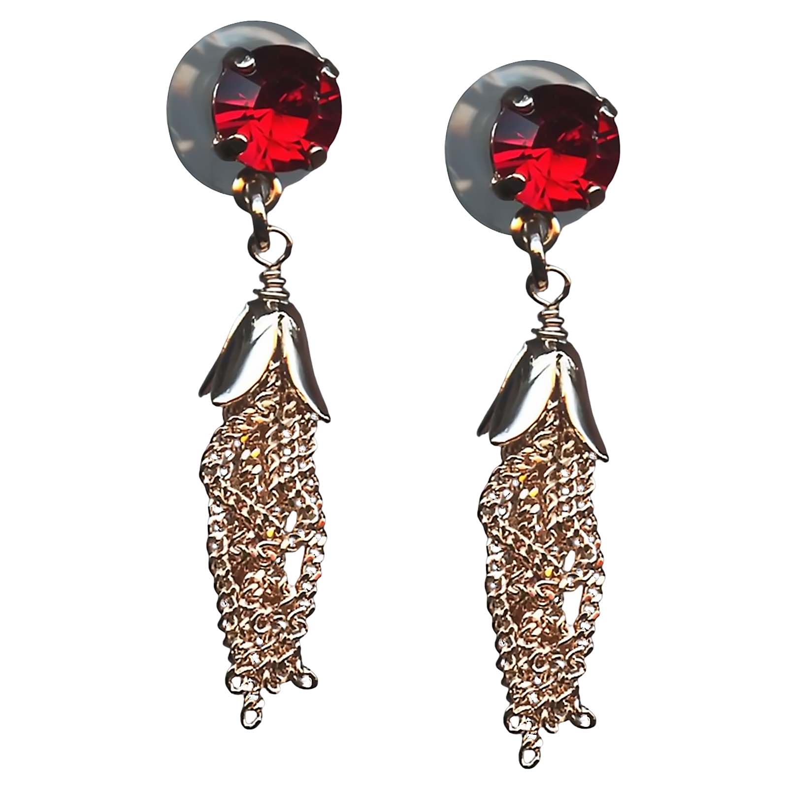 E-1098-7-501-RG2 (1) Mariana Earrings Stunning Ruby Austrian Crystals My Treasures Coll. - Image 1