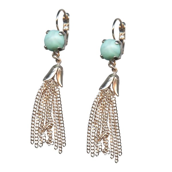 Mariana Earrings Precious Howlite Chinese Turquoise Mineral Austrian Crystals My Treasures Coll.