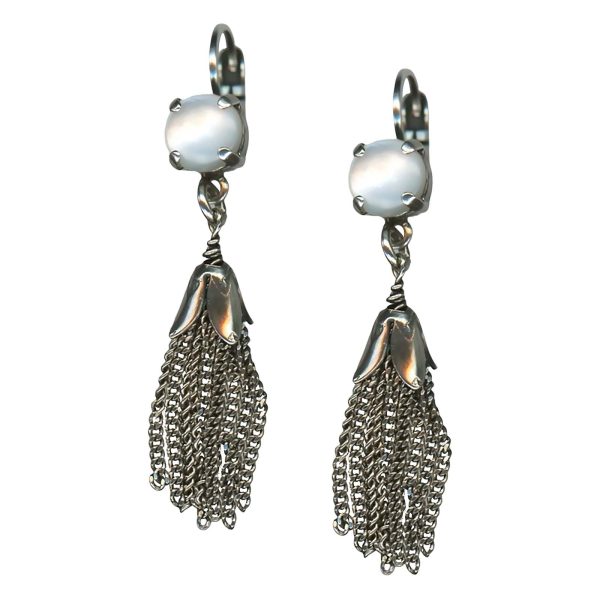 Earrings By Mariana Woman Chic Tassel White Shell Mineral