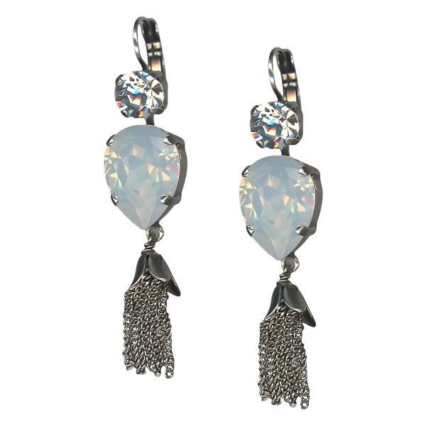 Mariana Earrings Exquisite White Opal & Clear Austrian Crystals My Treasures Coll.