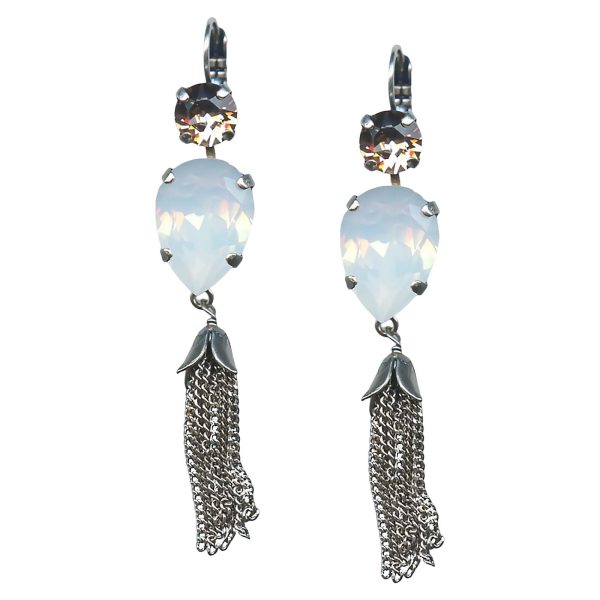 Mariana Earrings Gorgeous White Opal & Vintage Rose Austrian Crystals Cosmo Africa Coll.