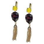 Mariana Earrings Elegant Dark Purple & Yellow Opal Austrian Crystals Winter Wonderland Holiday Lights Coll.