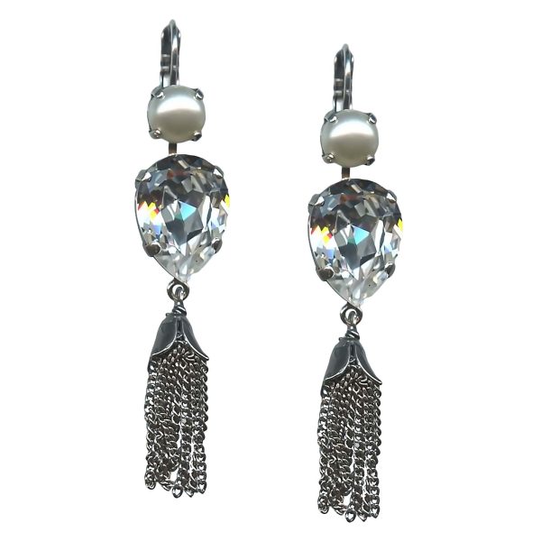 Mariana Earrings Fab Cream Pearl & Clear Austrian Crystals My Treasures Coll.