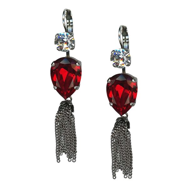 Mariana Earrings Stunning Siam & Clear Austrian Crystals My Treasures Coll.