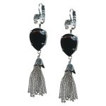 Mariana Earrings Beautiful Jet Black & Clear Austrian Crystals Checkmate Cocktail Hour Coll.