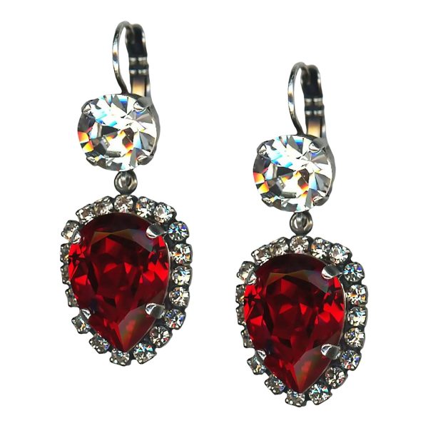 Mariana Earrings Glamorous Siam & Clear Austrian Crystals My Treasures Coll.