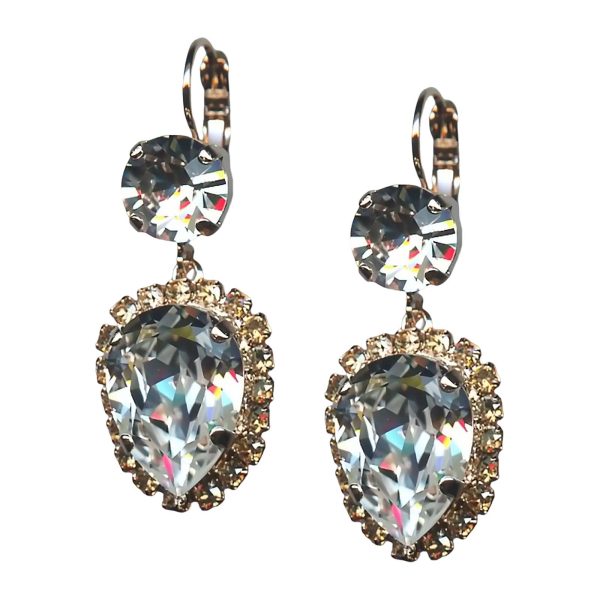 Mariana Earrings Elegant Golden Shadow & Clear Austrian Crystals My Treasures Coll.