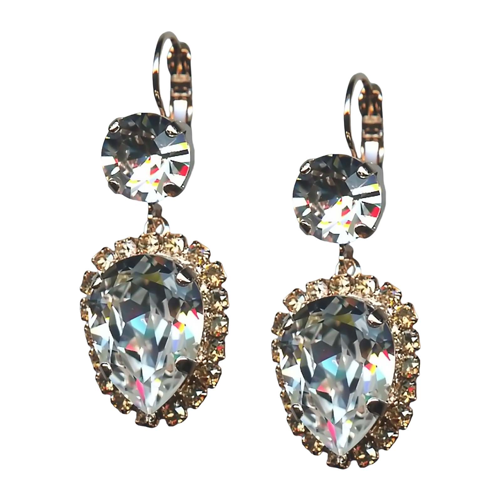 E-1098-9-001216-RG6 (1) Mariana Earrings Elegant Golden Shadow & Clear Austrian Crystals My Treasures Coll. - Image 1