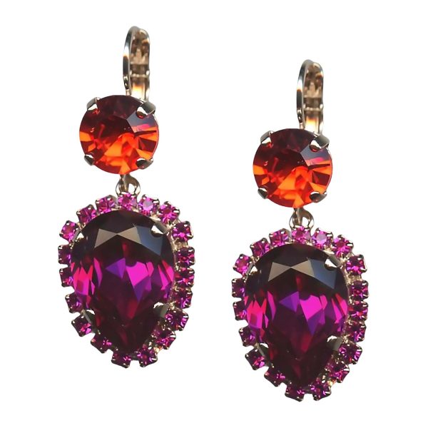 Mariana Earrings Sassy Orange & Fuchsia Austrian Crystals Lady Marmalade Songbook Coll.