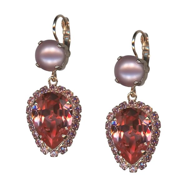 Mariana Earrings Sophisticated Pink Pearl, Rose Peach, & Lt Rose Austrian Crystals Love Joy Of Life Coll