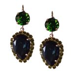 Earrings By Mariana Winter 2021 Coll. Stunning Emerald and Montana Blue Swarovski Crystals - Image 3