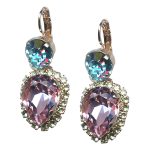 Mariana Earrings Glitzy Lt Rose, Aquamarine & Jonquil Austrian Crystals Spring Flowers Nature Coll. - Image 3