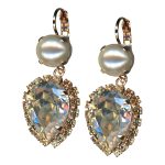 Mariana Earrings Shimmering Cream Pearl, Golden Shadow, & Clear Austrian Crystals My Treasures Coll. - Image 3